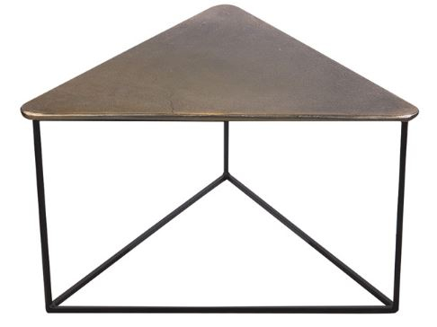 Table basse triangle en métal doré