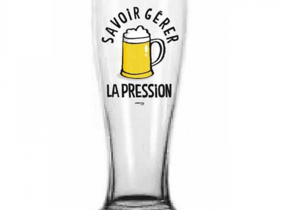 Verre à bière + dessous de verre gérer la pression