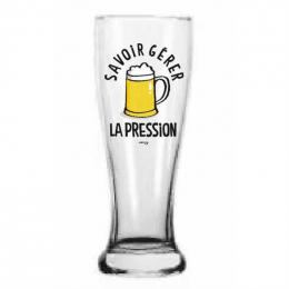 Verre à bière + dessous de verre gérer la pression
